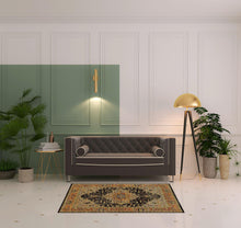 3' X 5' Gold Brown Grey Rust Green And Purple Oriental Power Loom Stain Resistant Area Rug