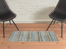 2' X 3' Blue Green Teal And Grey Abstract Power Loom Stain Resistant Area Rug