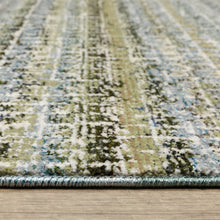 2' X 8' Blue Green Teal And Grey Abstract Power Loom Stain Resistant Runner Rug