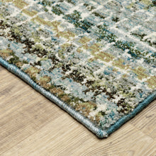 3' X 5' Blue Green Teal And Grey Abstract Power Loom Stain Resistant Area Rug