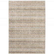 2' X 3' Ivory Grey Tan And Brown Abstract Power Loom Stain Resistant Area Rug