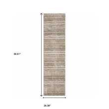 2' X 8' Ivory Grey Tan And Brown Abstract Power Loom Stain Resistant Runner Rug