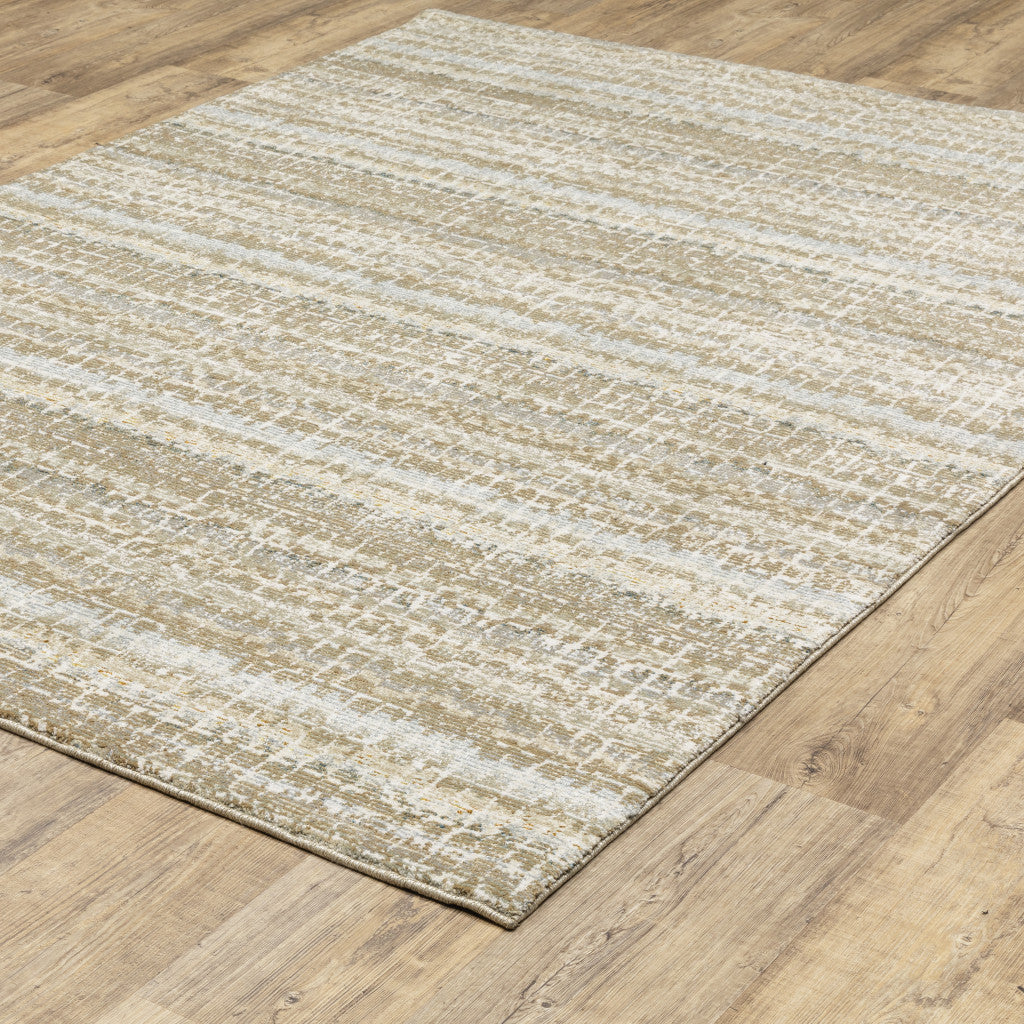3' X 5' Ivory Grey Tan And Brown Abstract Power Loom Stain Resistant Area Rug