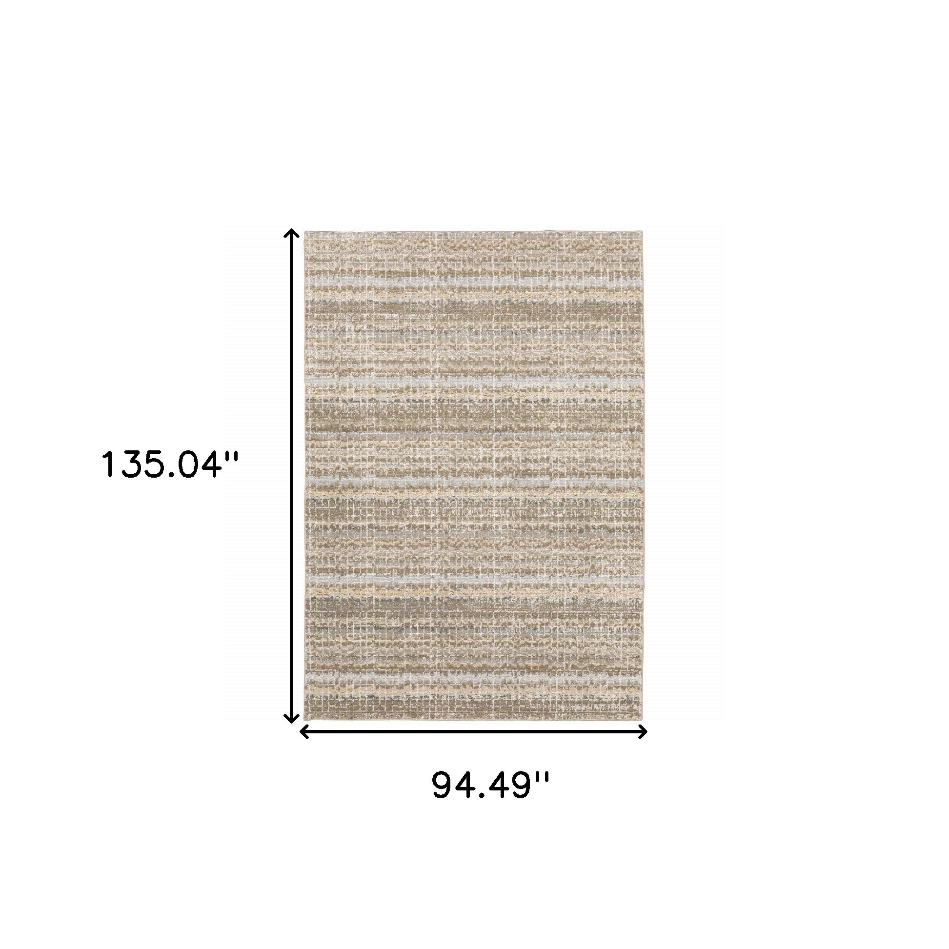 8' X 10' Ivory Grey Tan And Brown Abstract Power Loom Stain Resistant Area Rug