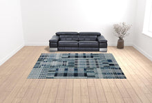 10' X 13' Blue Geometric Power Loom Stain Resistant Area Rug