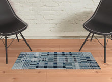 2' X 3' Blue Geometric Power Loom Stain Resistant Area Rug