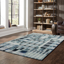 2' X 3' Blue Geometric Power Loom Stain Resistant Area Rug