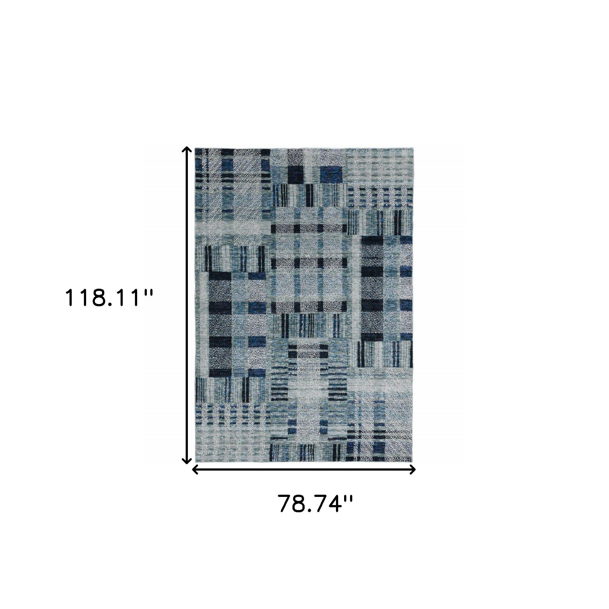 6' X 9' Blue Geometric Power Loom Stain Resistant Area Rug