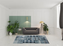 6' X 9' Blue Geometric Power Loom Stain Resistant Area Rug