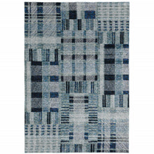 6' X 9' Blue Geometric Power Loom Stain Resistant Area Rug