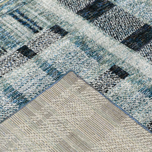 9' X 12' Blue Geometric Power Loom Stain Resistant Area Rug