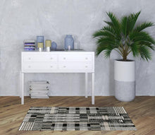 3' X 5' Black Grey And Ivory Geometric Power Loom Stain Resistant Area Rug