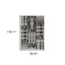 6' X 9' Black Grey And Ivory Geometric Power Loom Stain Resistant Area Rug