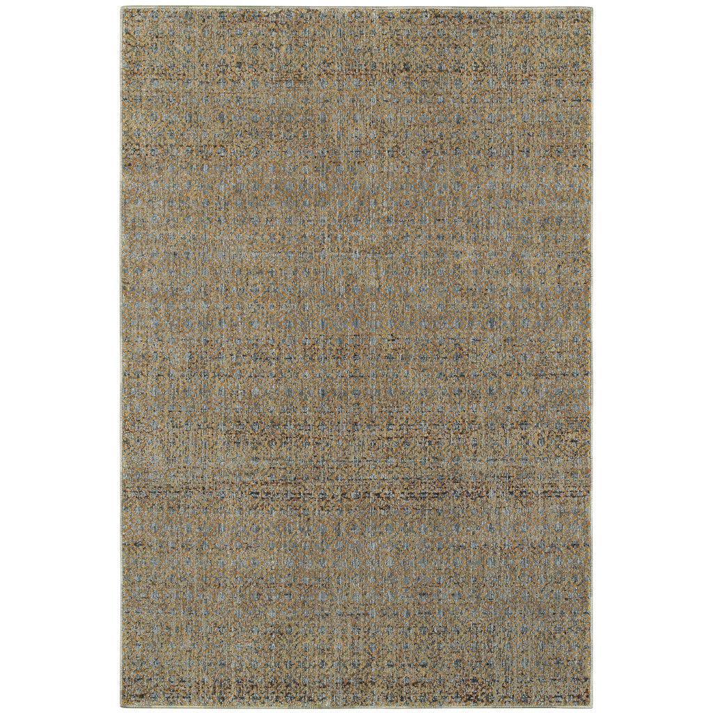 2' X 3' Silver Gold Rust And Blue Green Geometric Power Loom Stain Resistant Area Rug