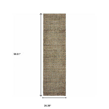 2' X 8' Silver Gold Rust And Blue Green Geometric Power Loom Stain Resistant Runner Rug