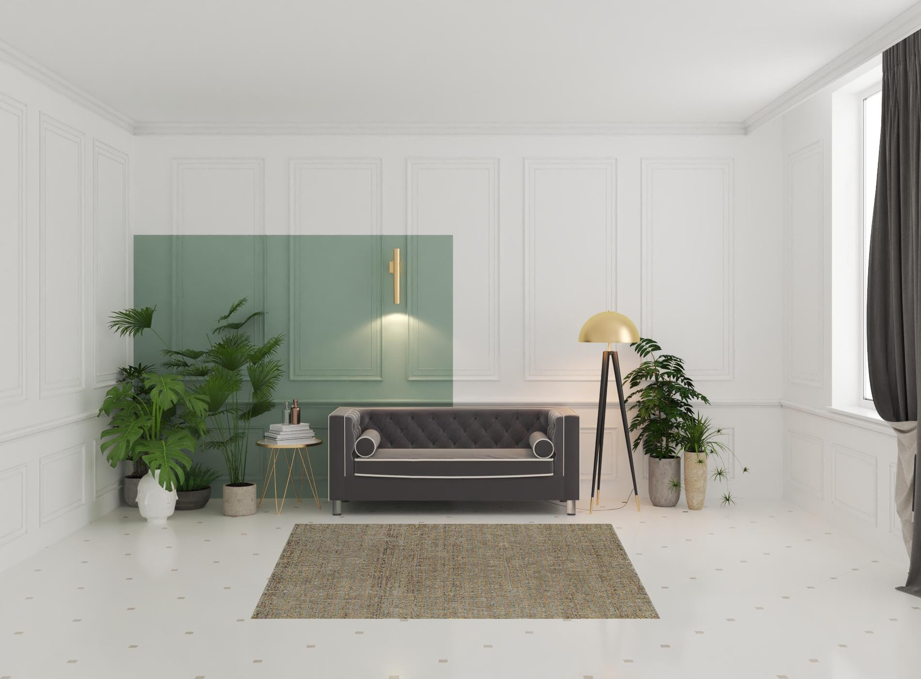 5' X 7' Silver Gold Rust And Blue Green Geometric Power Loom Stain Resistant Area Rug