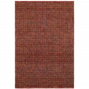 2' X 3' Red Gold And Blue Geometric Power Loom Stain Resistant Area Rug