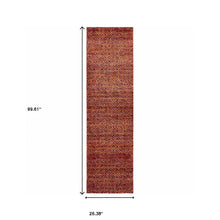 2' X 8' Red Gold And Blue Geometric Power Loom Stain Resistant Runner Rug