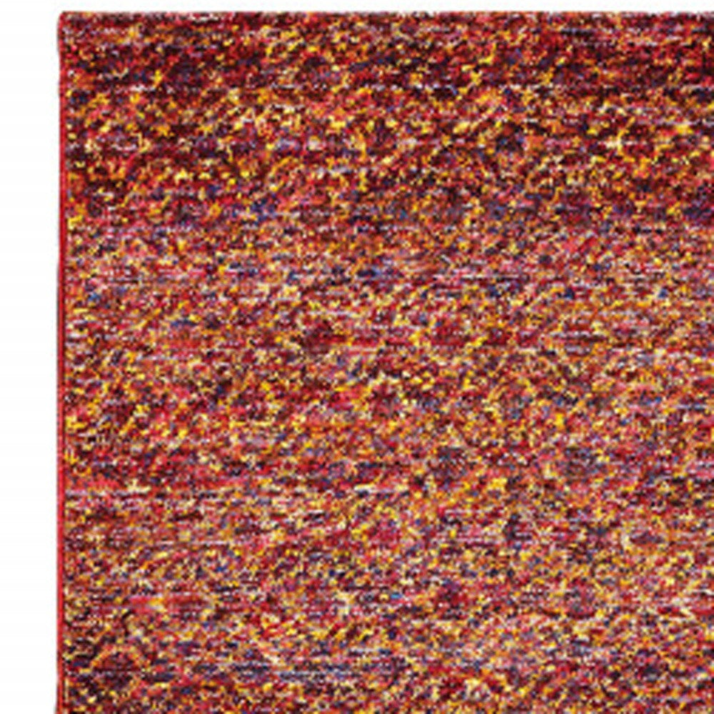 2' X 10' Red Gold And Blue Geometric Power Loom Stain Resistant Runner Rug