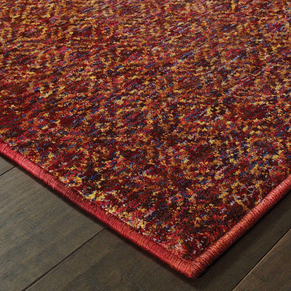 9' X 12' Red Gold And Blue Geometric Power Loom Stain Resistant Area Rug