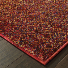 9' X 12' Red Gold And Blue Geometric Power Loom Stain Resistant Area Rug