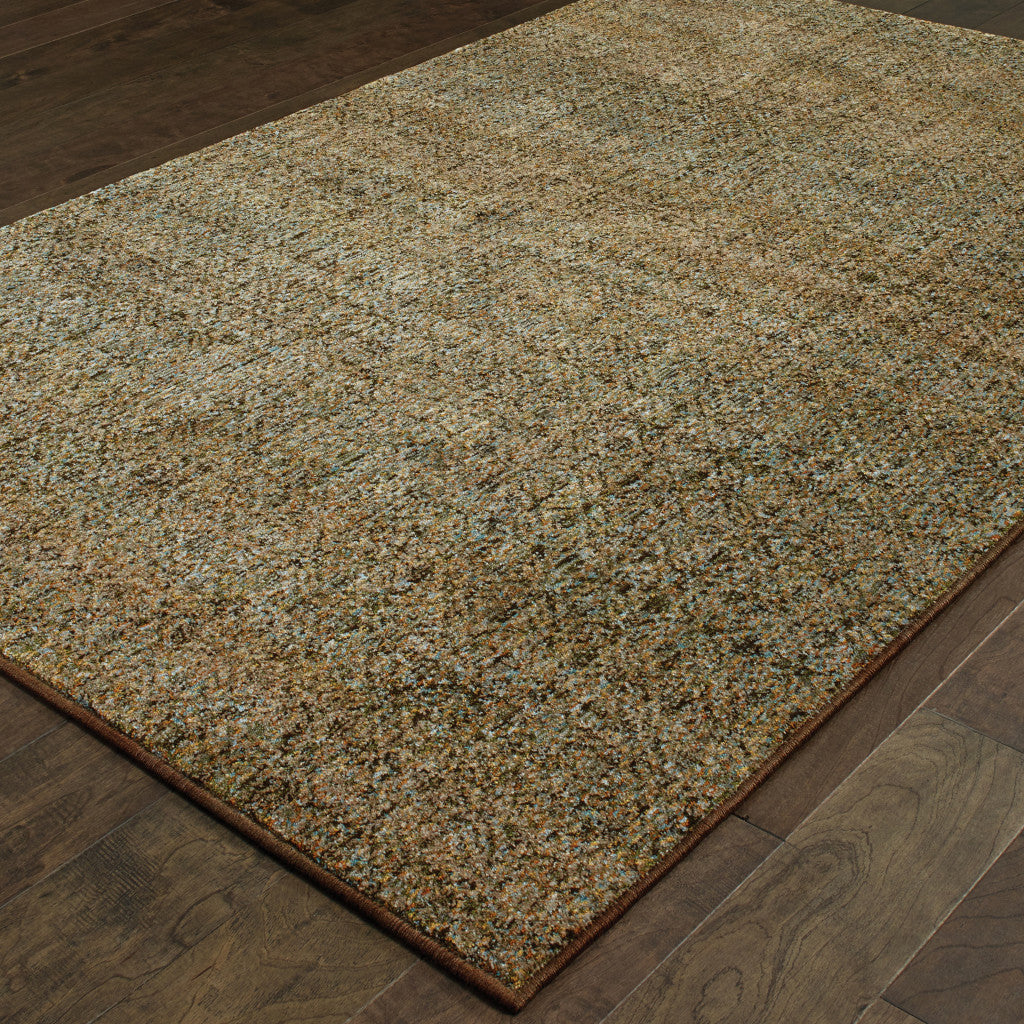 2' X 3' Brown Gold Rust Blue And Green Geometric Power Loom Stain Resistant Area Rug