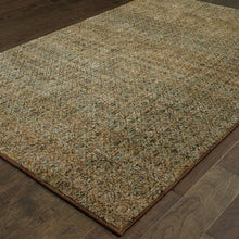 2' X 3' Brown Gold Rust Blue And Green Geometric Power Loom Stain Resistant Area Rug
