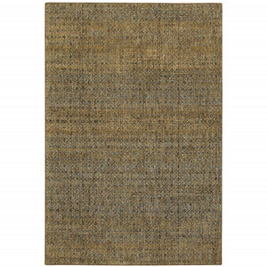 3' X 5' Brown Gold Rust Blue And Green Geometric Power Loom Stain Resistant Area Rug
