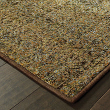 3' X 5' Brown Gold Rust Blue And Green Geometric Power Loom Stain Resistant Area Rug