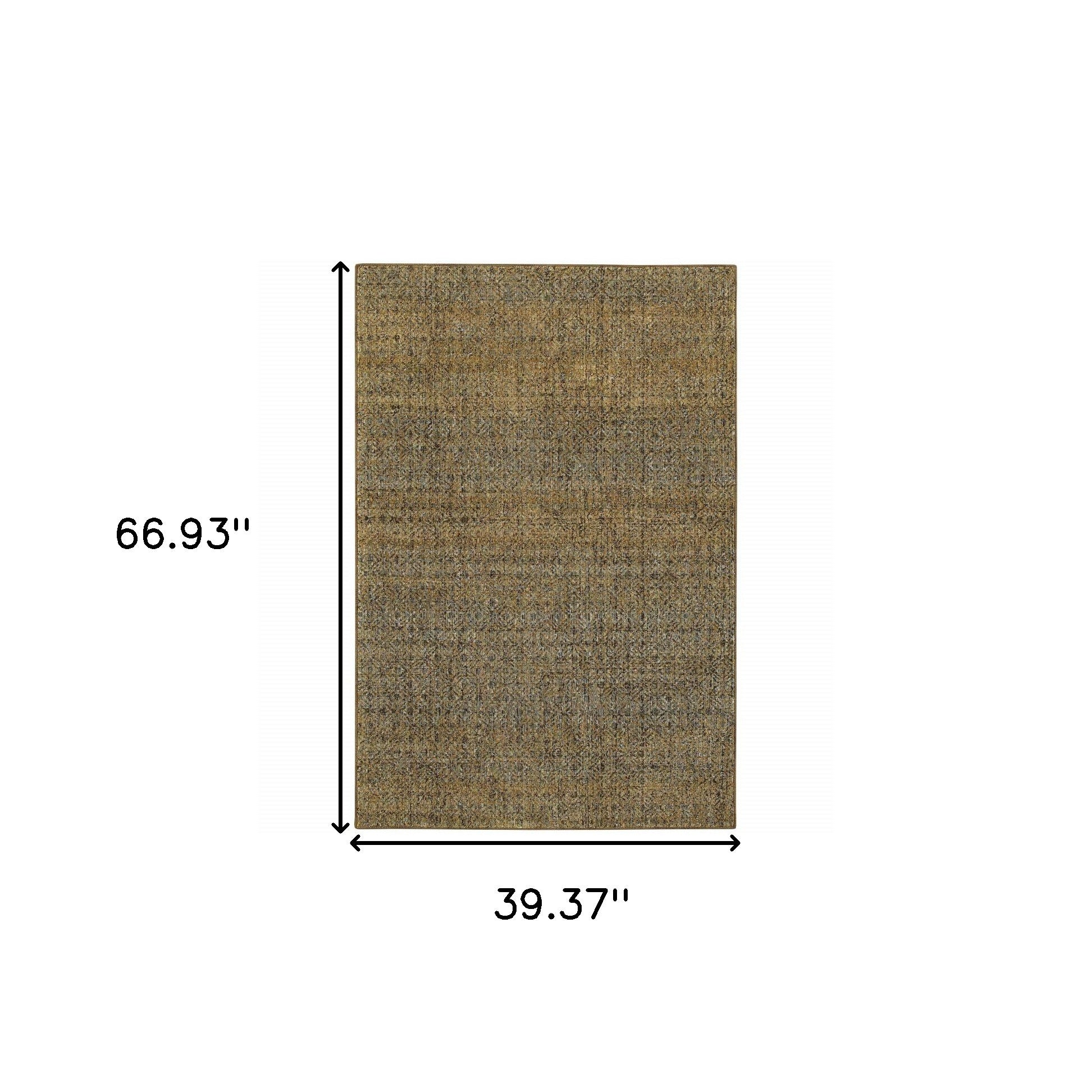 3' X 5' Brown Gold Rust Blue And Green Geometric Power Loom Stain Resistant Area Rug