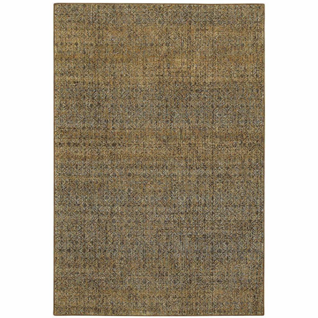 5' X 7' Brown Gold Rust Blue And Green Geometric Power Loom Stain Resistant Area Rug