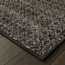 10' X 13' Charcoal Grey And Brown Geometric Power Loom Stain Resistant Area Rug
