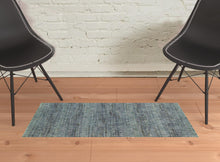 2' X 3' Blue Grey Silver And Green Power Loom Stain Resistant Area Rug