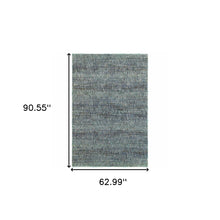 5' X 7' Blue Grey Silver And Green Power Loom Stain Resistant Area Rug