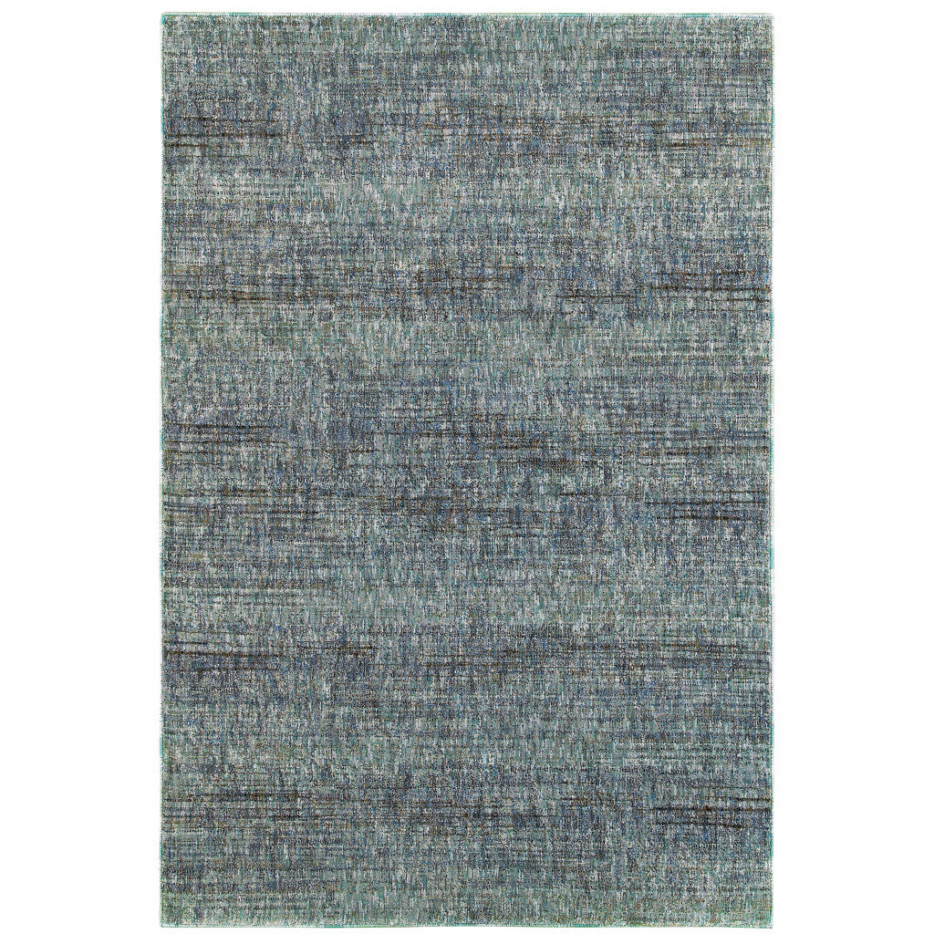 9' X 12' Blue Grey Silver And Green Power Loom Stain Resistant Area Rug