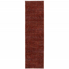 2' X 8' Red Grey Deep And Charcoal Power Loom Stain Resistant Runner Rug