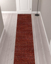 2' X 10' Red Grey Deep And Charcoal Power Loom Stain Resistant Runner Rug
