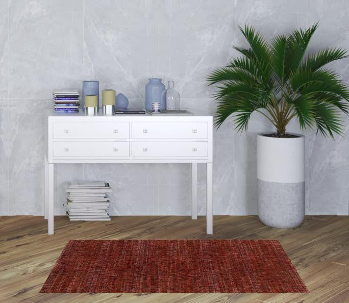 3' X 5' Red Grey Deep And Charcoal Power Loom Stain Resistant Area Rug