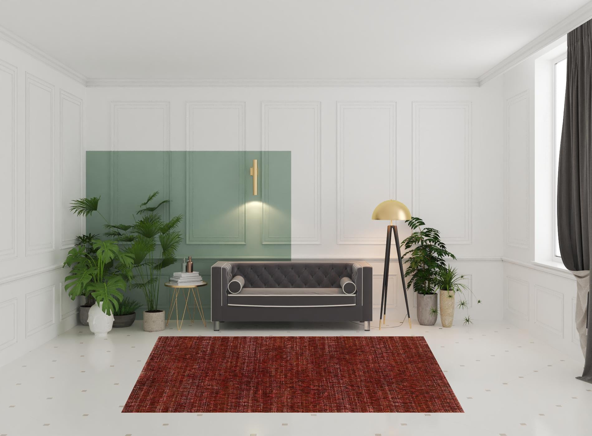 6' X 9' Red Grey Deep And Charcoal Power Loom Stain Resistant Area Rug