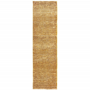 2' X 8' Gold Rust Brown Ivory Purple And Lavender Power Loom Stain Resistant Runner Rug