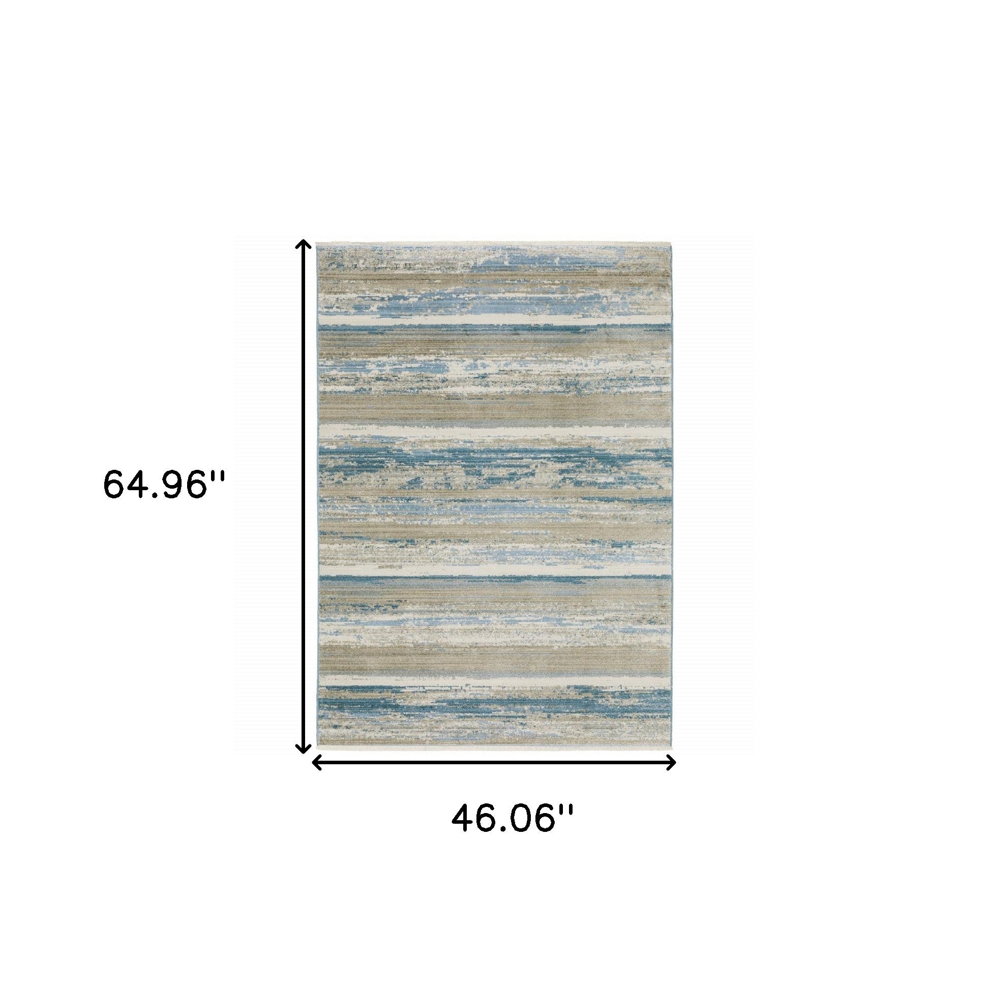 4' X 6' Ivory Beige Grey Blue And Tan Abstract Power Loom Stain Resistant Area Rug With Fringe