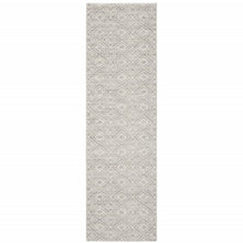 2' X 8' Grey Geometric Power Loom Stain Resistant Runner Rug