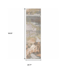 2' X 8' Sage Pink And Cream Abstract Power Loom Stain Resistant Runner Rug