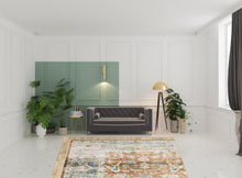 7' X 10' Rust Blue Ivory And Gold Oriental Printed Stain Resistant Non Skid Area Rug