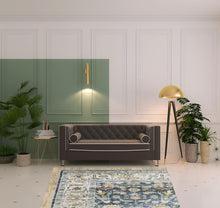 5' X 7' Blue Gold Rust Ivory And Olive Oriental Printed Stain Resistant Non Skid Area Rug