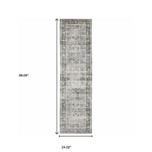 2' X 8' Charcoal Grey Salmon And Ivory Oriental Printed Stain Resistant Non Skid Runner Rug