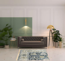 4' X 6' Blue Gold Green And Ivory Oriental Printed Stain Resistant Non Skid Area Rug