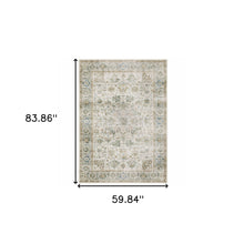 5' X 7' Grey Orange Blue Gold Green And Rust Oriental Printed Stain Resistant Non Skid Area Rug