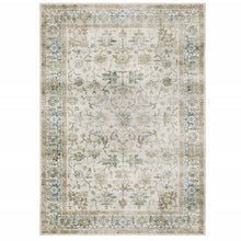 7' X 10' Grey Orange Blue Gold Green And Rust Oriental Printed Stain Resistant Non Skid Area Rug