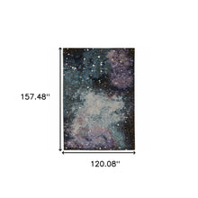 10' X 13' Purple Teal And Brown Abstract Power Loom Stain Resistant Area Rug